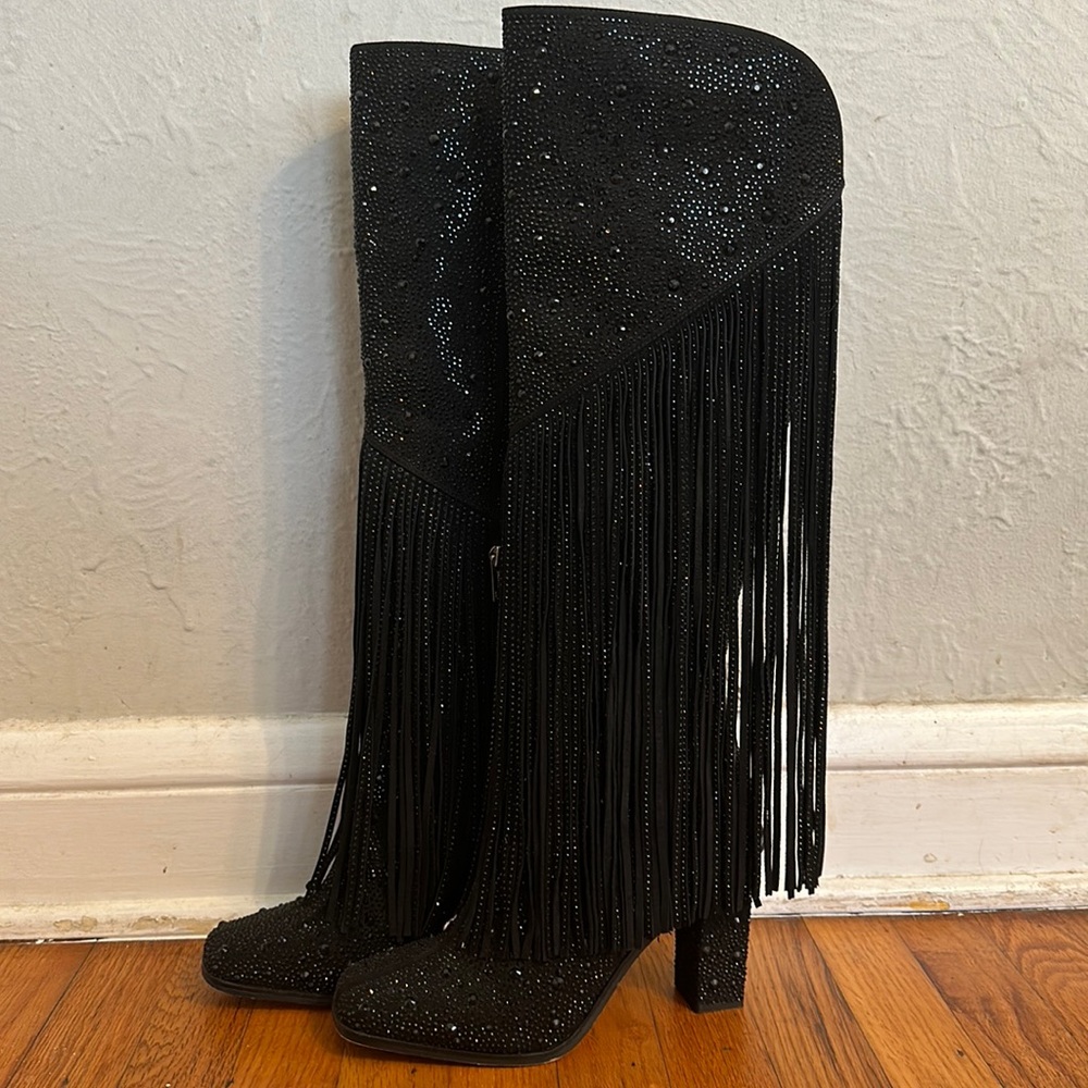 Jessica Simpson Rhinestone Western Fringe Boots